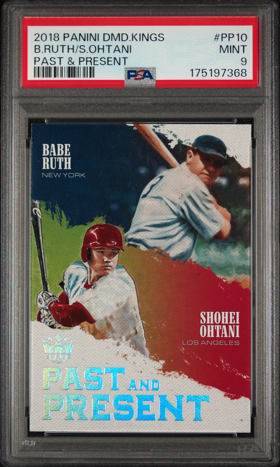 2018 DIAMOND KINGS PAST & PRESENT #PP10 BABE RUTH SHOHEI OHTANI ROOKIE RC PSA 9 view 1