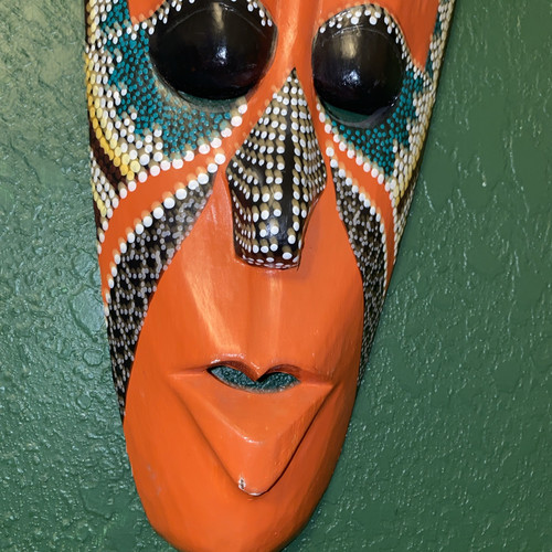 Hand painted AFRICAN Tribal Mask Wall ART Beautiful 20” Carved Wood - Picture 4 of 6