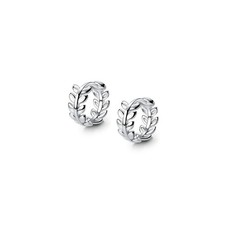 Cute Leaves Hoop Earrings for Women 925 Sterling Silver Post Clasp Tiny Small Le