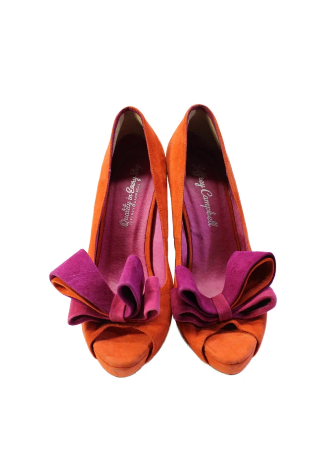 Zapatos de salón Jeffrey Campbell para mujer rojos de gamuza con detalle de lazo con plataforma talla 8,5 Foto 2 de 4