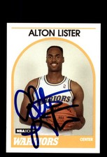 Signed Basketball Card Auto Alton Lister 1989-90 Hoops #325 Golden State