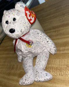 Ty Beanie Babies 30th Anniversary White Speckled Bear Plush, Ages 3+ (2022)