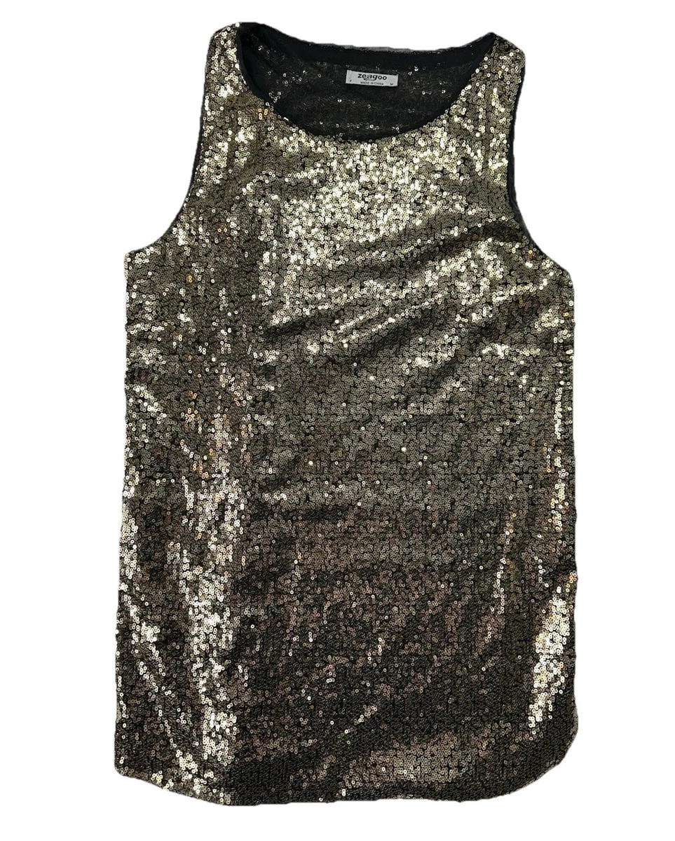 Sequin Gold Tank, Cami Tops for Women for sale | eBay