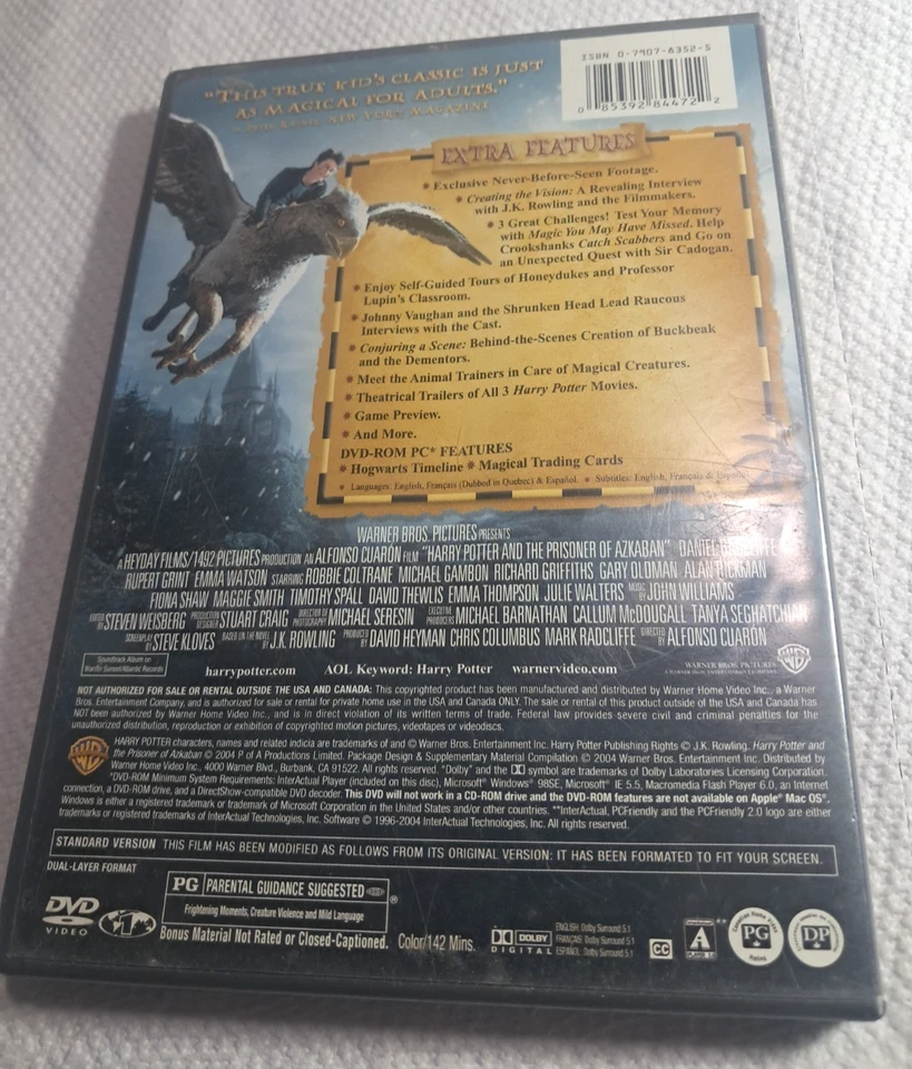 Harry Potter the Prisoner of Azkaban DVD Full-screen Warner brothers 2006 2 disc - Image 2 of 2