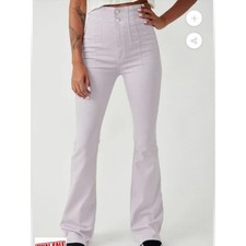 Free People Jayde High-Waist Flare Pants in Light Lavender