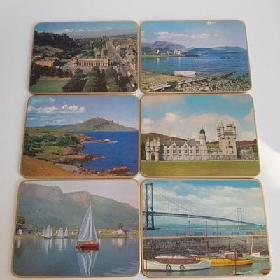 Scottish Highlands Foto Kunst Tischsets Passepartout Set Lochs Sheraton 20cm 50er Vintage