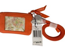 Vera Bradley Zip ID Case and Lanyard in Microfiber NWT Orange Bell Pepper 35