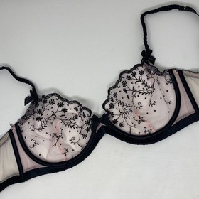 Agent Provocateur Ambrose Pink Black Bra Silk-Blend Bra 34E NWT