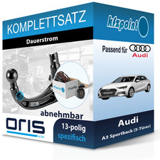 Für Audi A3 Sportback 11.2019- ORIS Anhängerkupplung abnehmbar + 13polig E-Satz