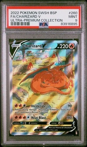 POKEMON FA/CHARIZARD V 2022 SWSH BLACK STAR PROMO #260 ULTRA-PREMIUM COLL. PSA 9