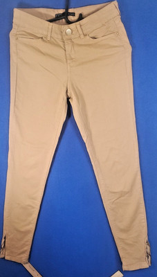 Zara Basic Women's Khaki Skinny Jeans Tan Ankle Zip Pockets Size 04