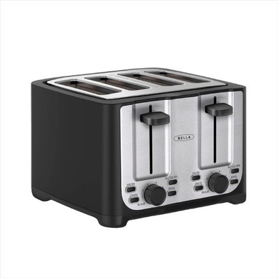 BELLA 4 Slice Toaster with Auto Shut Off - Extra Wide Slots & Removable Crumb.