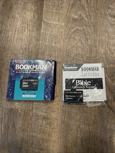 2 Franklin Bookman Electronic Book Cards Word Games And Bible Question & Answers