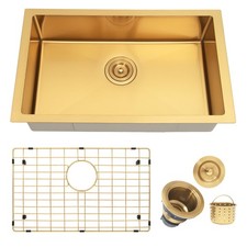 Gold RV Kitchen Sink,16 Gauge 304S Stainless Steel Undermount Kitchen Sinks w...