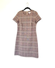 Calvin Klein Sheath Dress 8 Plaid Brown Fall Knit Classic Office Professional