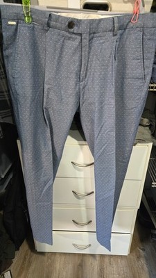 Scotch & Soda Mott Men's Blue Patterned Trousers - Mens Slim Fit 32x32 