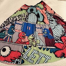 Sesame Street Elmo Muppets Pop Art Colorful Pleated Midi Skirt Teacher S/M