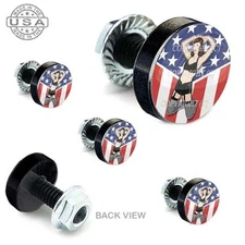 5 Black Aluminum Motorcycle Windshield Bolt Kit -  GIRL USA FLAG - 032