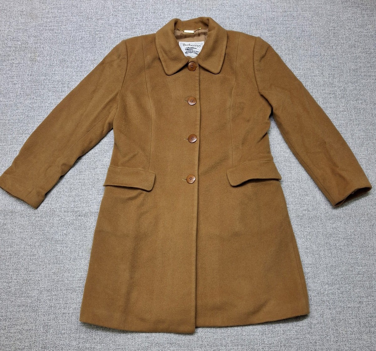 Vintage Burberry TRENCH Coat WINTER VIRGIN Wool Women's Brown size