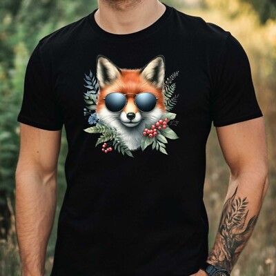 Mens Animal Sunglasses Print Cotton T-Shirt Size XS to 5XL
