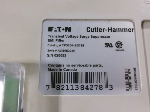 Eaton/Cutler-Hammer CPS250480DSB Transient Voltage Surge Suppressor EMI Filter - Picture 2 of 6