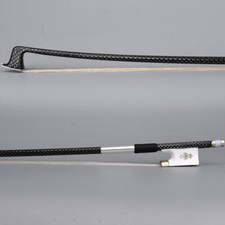 Master Silver Braided Carbon Fiber Violin Bow 4/4 White Fleur-de-Lys Frog Stiff