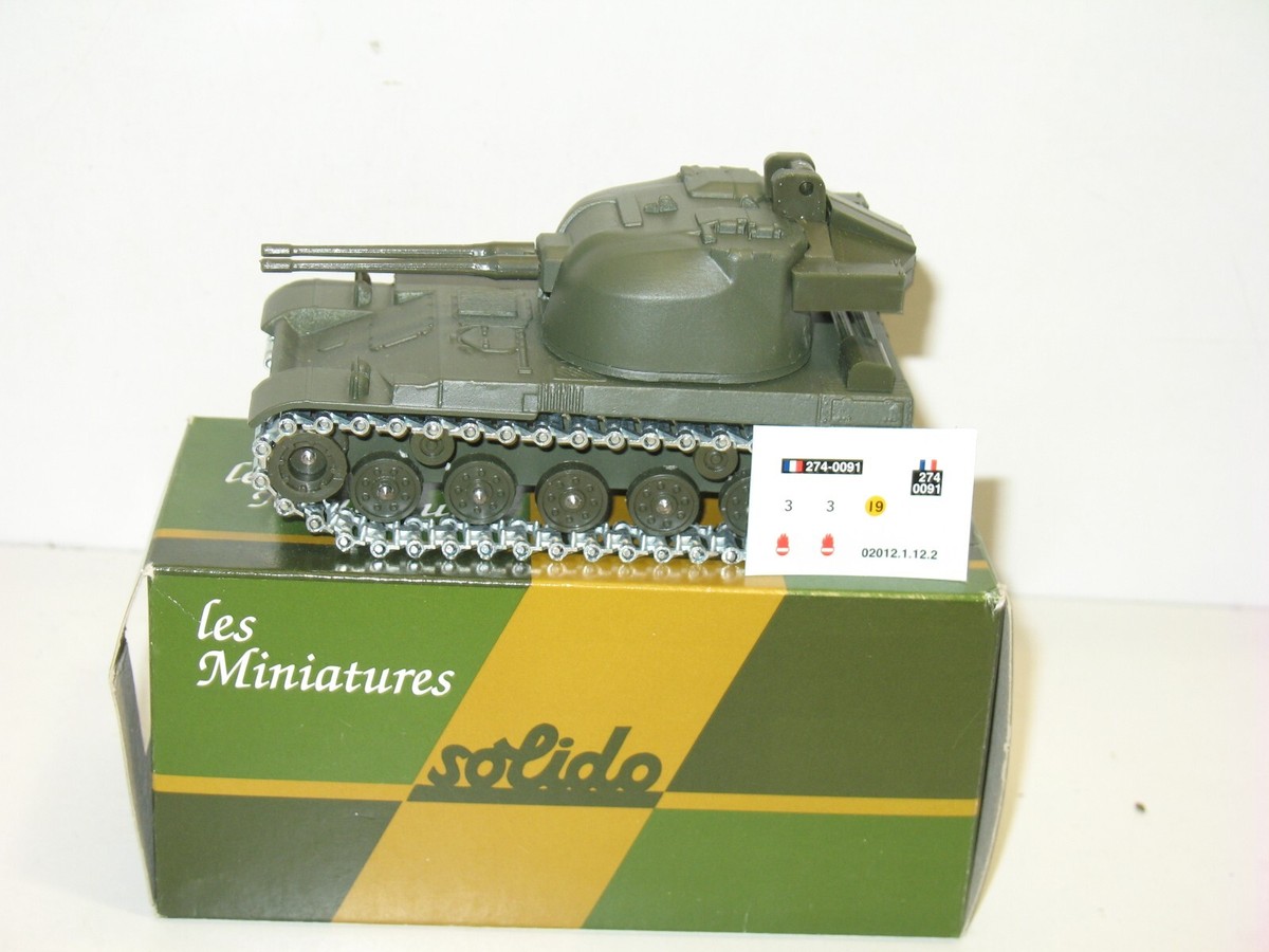 SOLIDO, char AMX 13 bi-tubes militaire anti-aérien DCA 1970' kaki foncé F