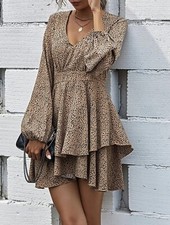 Shein Dalmatian Print Layer Tier Dress Size XL