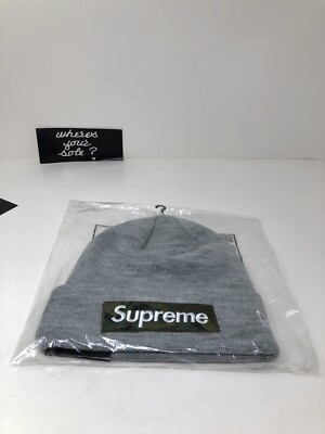Supreme New Era Box Logo Beanie Hat Cap Heather Grey Gray New DS