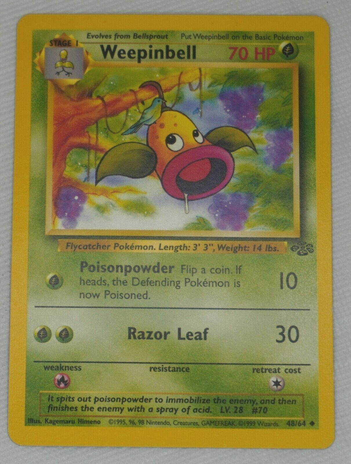 Weepinbell 64/130 Base Set 2 Pokemon Card LP