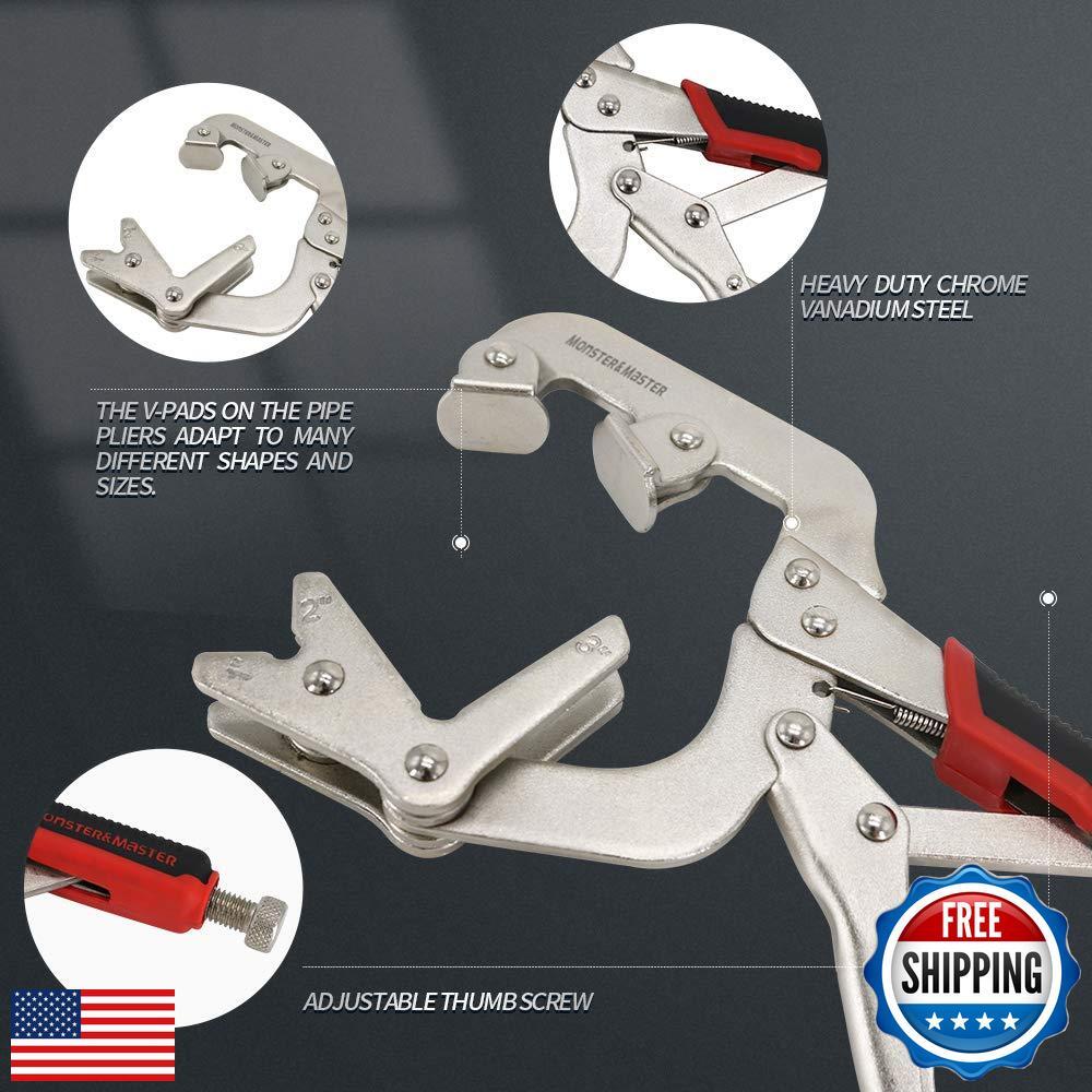 Monster and Master Welding Pipe Plier Clamp, Fast Release, C-Clamp Locking wi