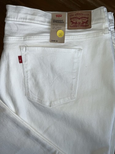 Levi’s, Jeans Rectos Clásicos, Blanco, Mujer’s Talla 24W M, Tiro Medio, Nuevos con Etiquetas - Imagen 2 de 6