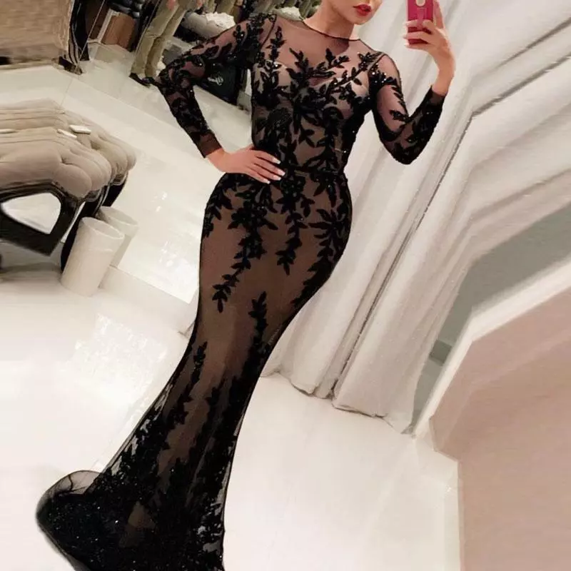 Black theme sexy long sleeve or sleeveless mermaid wedding/evening dress -  various styles