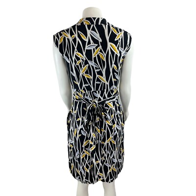 Diane Von Furstenberg Cassidy Knit Wrap Dress 4 DVF Pockets Black Yellow |  eBay
