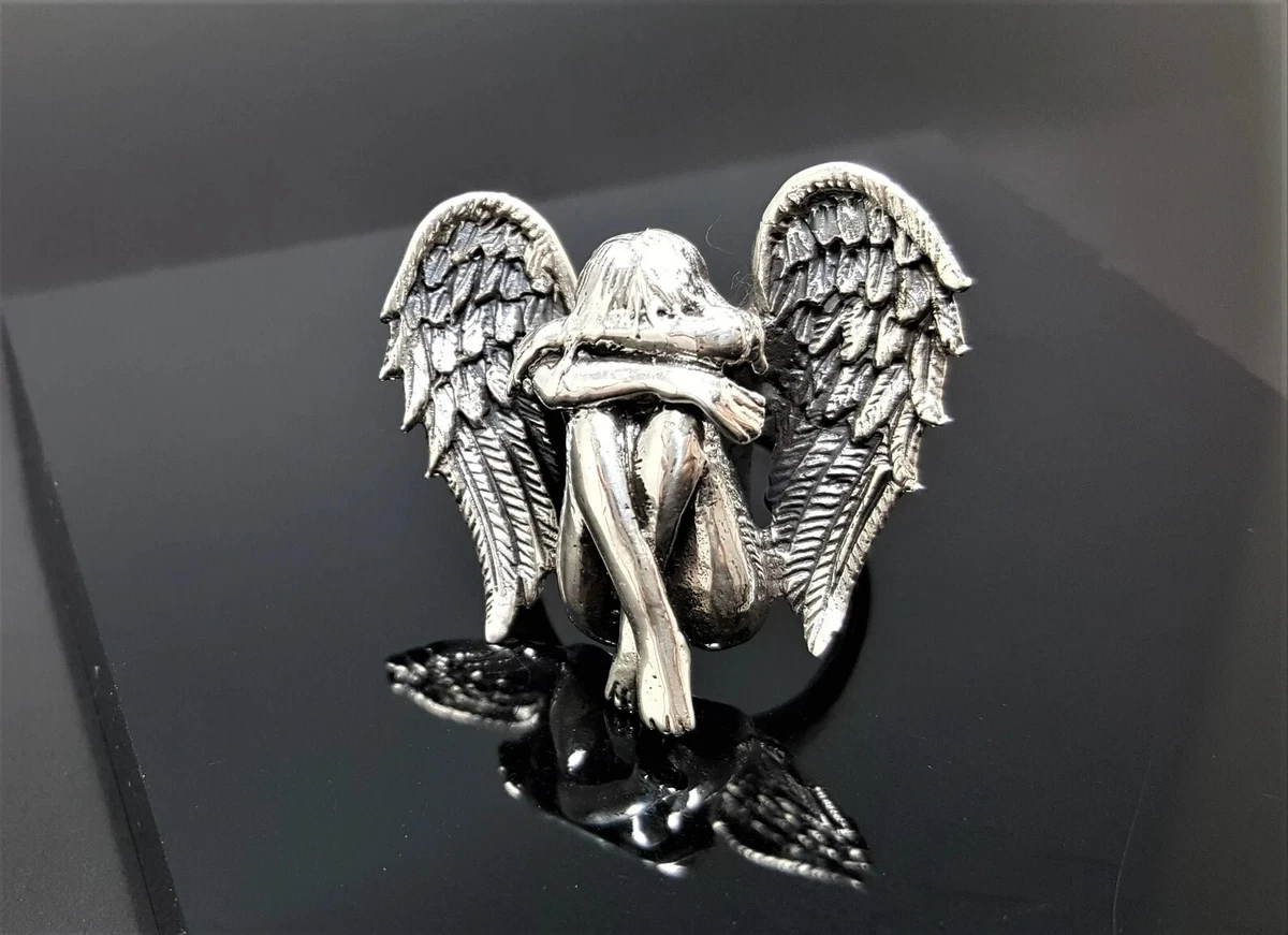 Angel Ring 925 STERLING SILVER Weeping Fairy Elf Butterfly Angel
