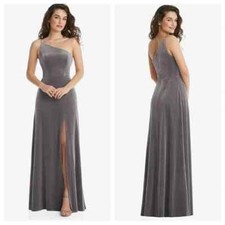 After Six | Luxe Velvet Caviar One Shoulder Maxi Bridesmaid Dress 8