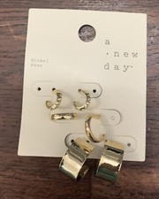 Multi-Width Hoop Earring Set 3pc - A New Day Gold