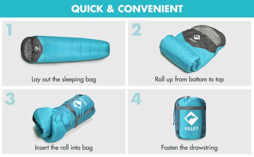 Villey Mummy Lightweight Sleeping Bag Backpacking Sleeping Bag,Polyester - Picture 6 of 18
