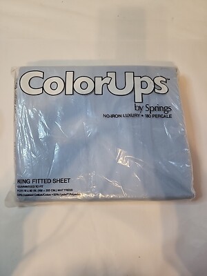 Springs Color Ups  KING FITTED Sheet No Iron 180 Percale NEW