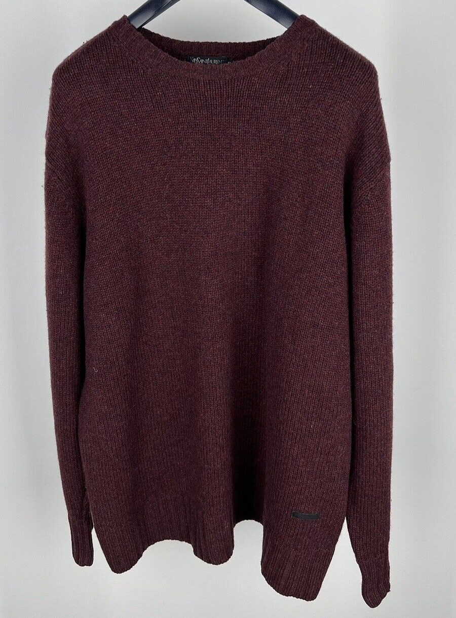 Maglione Vintage Yves Saint Laurent Patch Logo Maglia Lana