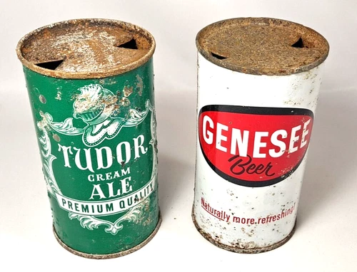 Vintage Tudor and Genesee Flat Top Cans.