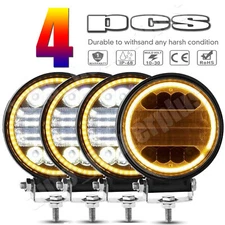 4x 5" LED Work Light Bar Amber Pods DRL Round Offroad Driving Truck ATV Fog Lamp
