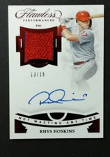 2019 PANINI FLAWLESS RHYS HOSKINS 2 COLOR JERSEY AUTO ON CARD 13/15