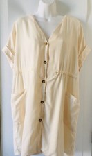 NWD ZARA Beige DRESS WITH POCKETS Short V-Neck Size XS MISSING TIED BELT O1767