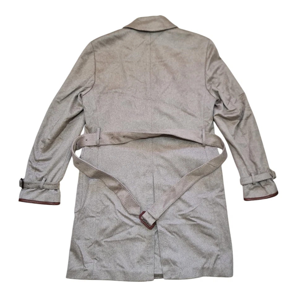 Gabardina de lujo Burberry London chaqueta abrigo cinturón gris lana talla 50 Foto 4 de 4