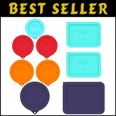 9-Pack Silicone Replacement Lids for Anchor Hocking & Pyrex - Leak-Proof Design