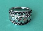 Spectacular Michael Dawkins Tapered Sterling Silver Leaf Open Design Size 6 Ring