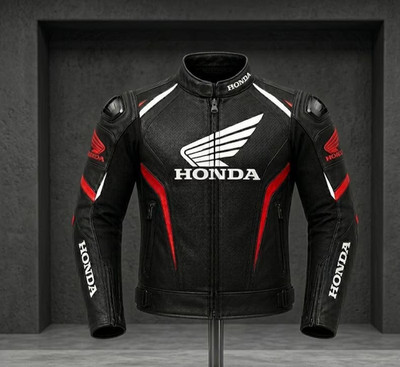 Custom made Honda Motorcycle Leather Jacket Men Black Red Racing Biker Jacket 