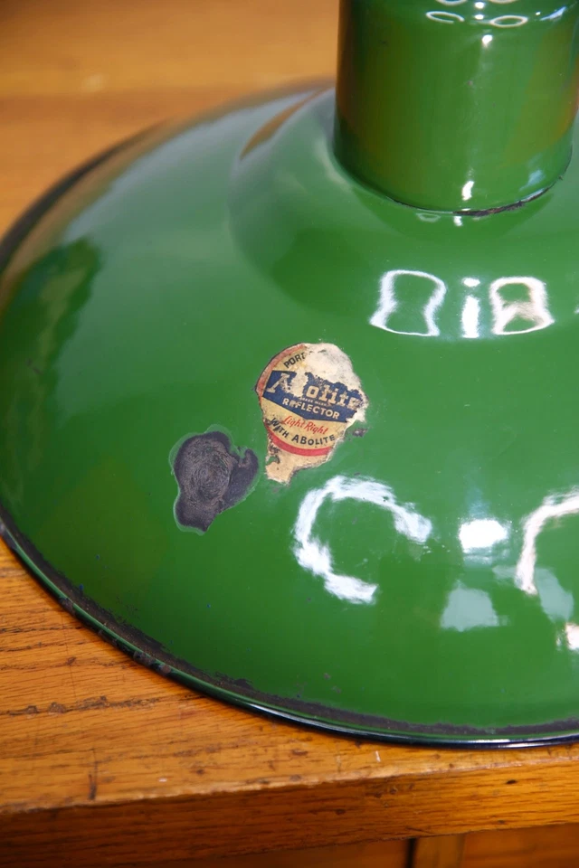 Vintage Porcelain Enamel Green Light Shade industrial lamp gas station 17" VTG - Image 4 of 4