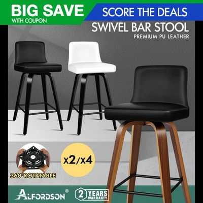 ALFORDSON Swivel Bar Stools Bailey Kitchen Wooden Dining Chair 2x/4x - image 1 of 2